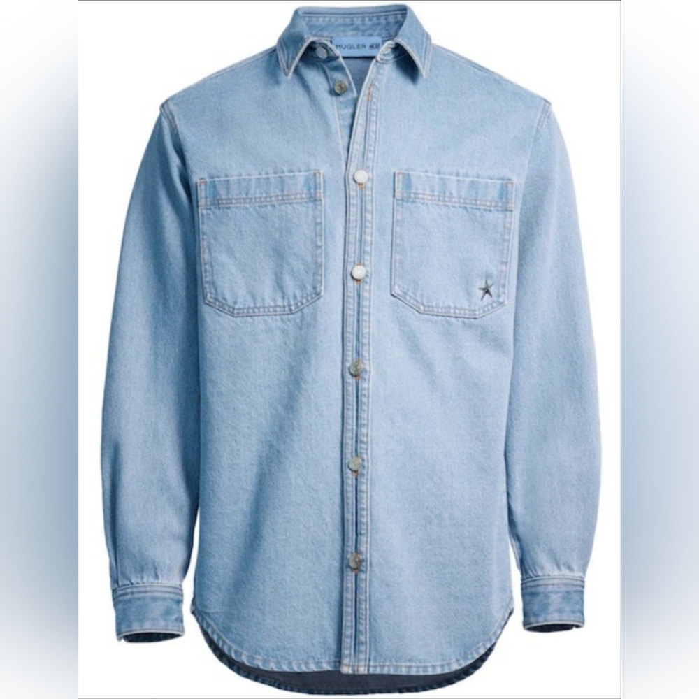 NWT HM X Mugler Denim Shirt Unisex/Men's, H&M sz Small (Jean)
